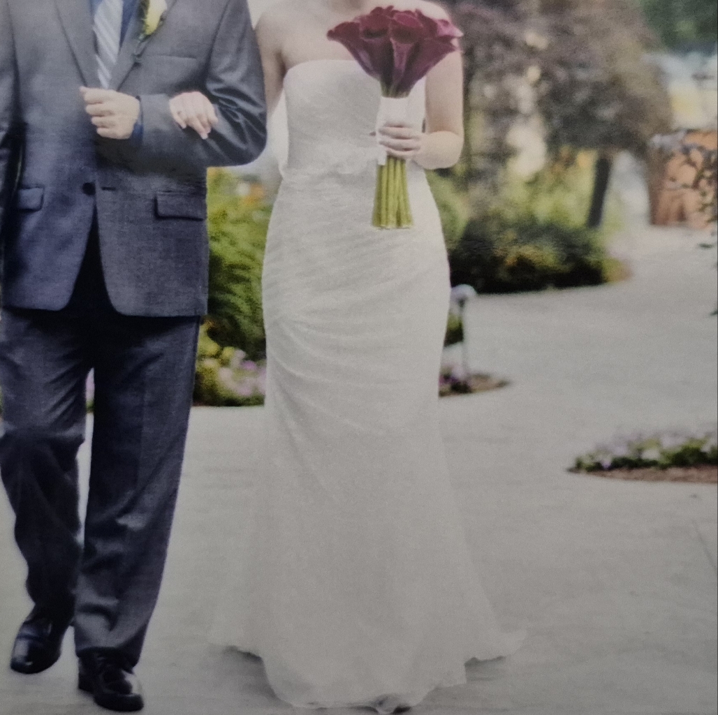 Vera Bradley Ivory Strapless Wedding Dress With Floral Sash
